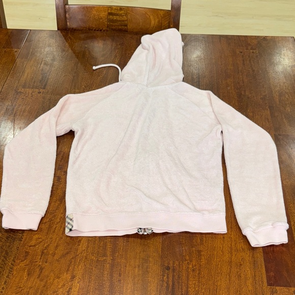 Y2K Burberry London Terry Cloth Feel Light Pink Zip-Up Hoodie - Picture 8 of 14